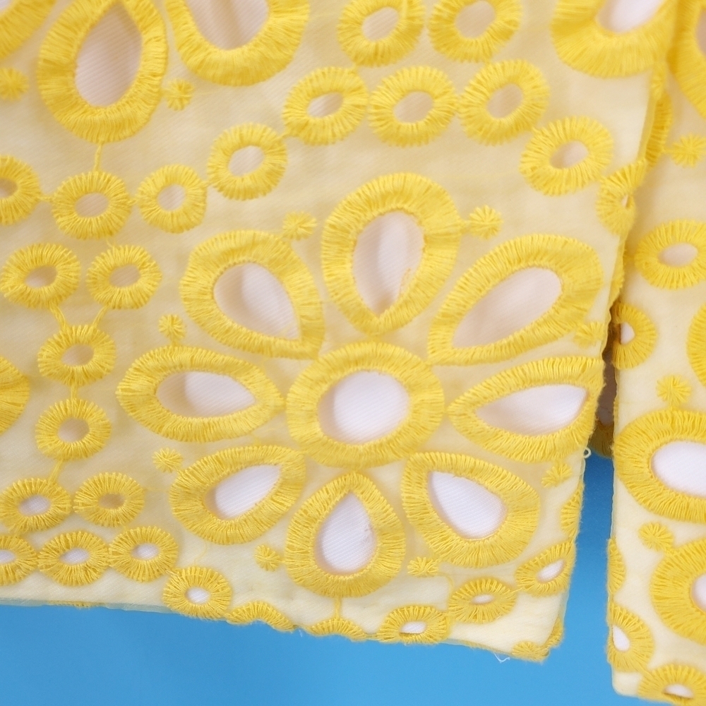 TS white retro jacket yellow crochet overlay 6 - Picture 2 of 15